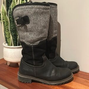 Bos & Co Hayriver Shearling Lined Tall Leather Boots Black and Gray size 37